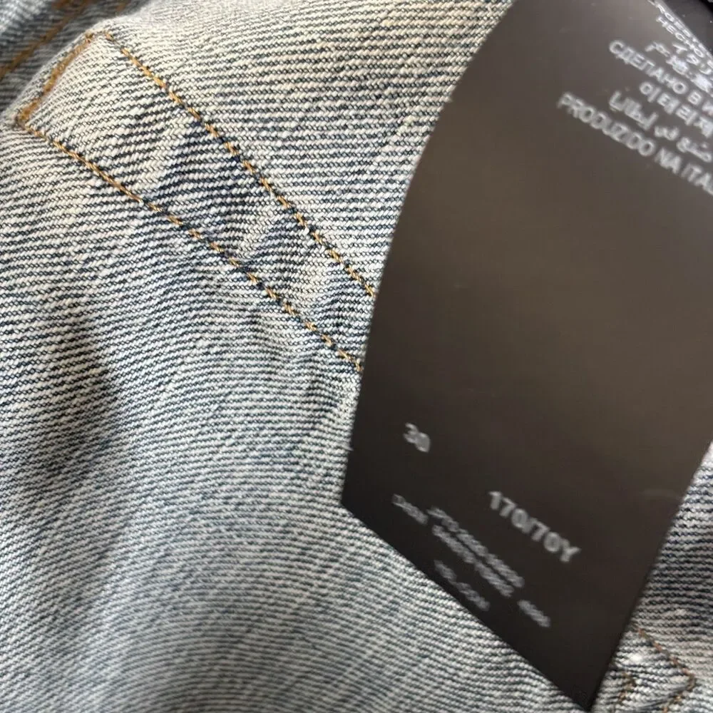 Saint Laurent Denim Long Cut Off Shorts